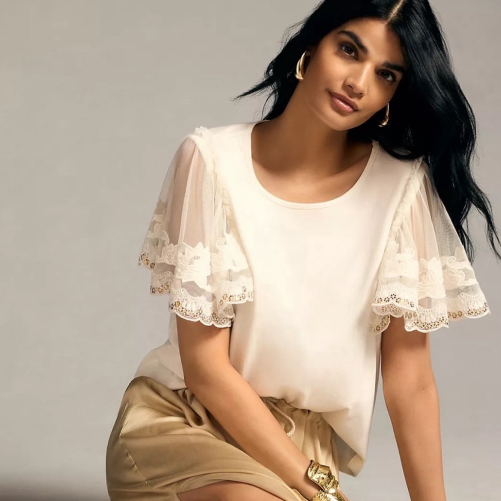 Anthropologie Blouse with detailed sleeves XS